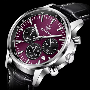 Reloj Cronógrafo Multifunción de Moda para Hombre, Correa de Cuero, Resistente al Agua, Luminoso, con Calendario, Reloj de Cuarzo Informal - Product Image 1