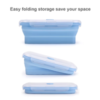 Conteneur alimentaire pliable en silicone 800 ml, boîte à lunch réutilisable pour la préparation des repas, compatible micro-ondes, congélateur et lave-vaisselle