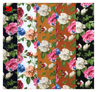 Tissu imprimé en viscose et rayonne à fleurs roses décontracté