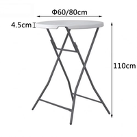 Cadre en métal pliable résine ronde Restaurant salle à manger en plein air Bar café Cocktail hauteur Table pour fête de mariage et utilisation d'événement