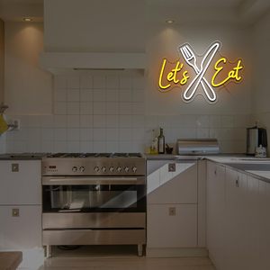 Let's Eat Letreros Neon LED indoor hanging ambient light shop <b>sign</b> wall decoration light entrance indicator light luminous <b>sign</b> - Product Image 5