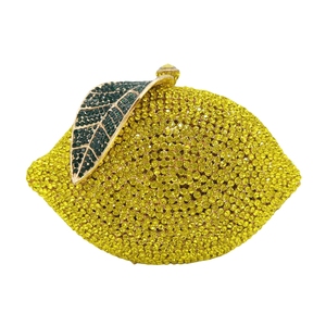 Bolso de mano con pedrería de limón para mujer, bolso de noche con cuentas, patrón geométrico, bolso de mano para fiesta de cóctel - Product Image 2