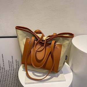 Bolsa de Compras de Lona Personalizada de Fábrica AUTON, Bolsa de Hombro Individual para Mujer con Cremallera y Correa de Hombro, Estampado de Letras - Product Image 4