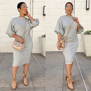 Nuovo Abito Maglione Invernale in Cotone per Donna, <span class=keywords><strong>Stile</strong></span> con Maniche a Lanterna a Cinque Punti, Vestito Lungo e Ampio - Product Image 4