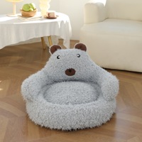 Ensemble canapé-lit et oreiller doux et moelleux en forme d'ours avec coussin amovible lavable en machine, en polyester, pour un confort optimal