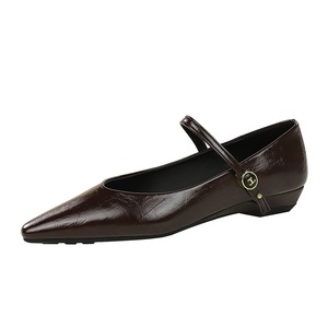 2182-1 zapatos Mary Jane de temperamento francés para mujer, cuña puntiaguda pequeña con tacón bajo, estilo Joker, brisa nocturna para otoño - Product Image 3