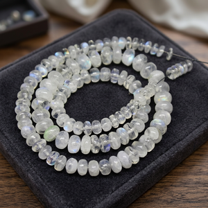 Perles de pierre de lune bleue naturelle, lisses, facettées, en forme de rondelle, prix d'usine en gros, certifiées par un tiers - Product Image 3