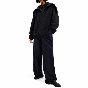 <span class=keywords><strong>Pull</strong></span> en maille surdimensionné pour <span class=keywords><strong>femme</strong></span>, col marin, demi-zip, en mélange de coton, côtelé, épais, style pêcheur, personnalisé, vente en gros - Product Image 2