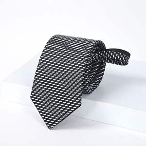 Corbata de Sarga Negra y Blanca Tiyo para Hombre, Sin Nudo, Estilo Minimalista, Accesorio para el Lugar de Trabajo, Antipilling, 100% Poliéster D1908 - Product Image 1