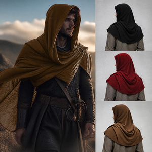 Mittelalterlicher Renaissance-Kapuzenschal mit Ringschnalle, Vintage-Umhang für Halloween-Cosplay-Kostüme für Männer und Frauen - Product Image 2