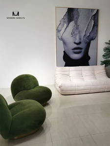 Fauteuil lounge moderne Marilyn en velours, chaise de salon moderne, siège en mousse souple, fauteuil rond blanc pour meubles de maison - Product Image 5