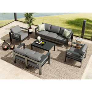 طقم كنب خارجي حديث من الألومنيوم الأكثر مبيعًا للمطاعم والفلل والحدائق وكراسي الطعام المصنوعة من حبال النسيج للمساحات الخارجية - Product Image 3