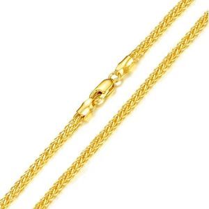 Collar trenzado de cadena de trigo de oro amarillo macizo de 18 quilates de 1.1mm, 2.1mm, 2.5mm, 3mm, que no se desvanece, de estilo occidental, de moda para mujer - Product Image 1