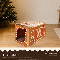 En gros Maison à gratter pour chat en carton en forme de maison en pain d'épices, motif canne à sucre de Noël, pour chats d'intérieur, Fourniture d'usine