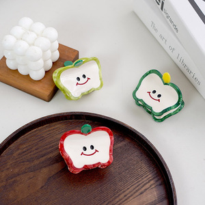 Vente en gros pince à cheveux mignonne pomme sourire visage pince à cheveux acétate pince à pression pour femmes pince à cheveux antidérapante pour chignon chignon accessoires de cheveux - Product Image 3