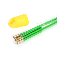 Kit de tiges de câblage en fibre de verre de 1 m, tiges segmentées avec embouts en laiton, tige de guidage isolée verte pour le câblage mural