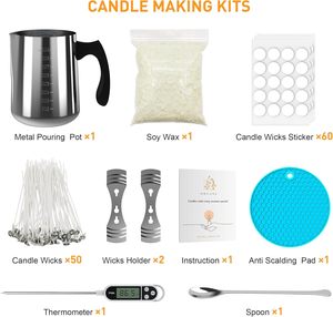 Kits complets écologiques de fabrication de <span class=keywords><strong>bougies</strong></span> scientifiques <span class=keywords><strong>pour</strong></span> adultes débutants – Fournitures DIY incluant la cire de soja, un chauffe-cire et <span class=keywords><strong>des</strong></span> moules – Ensemble complet - Product Image 1