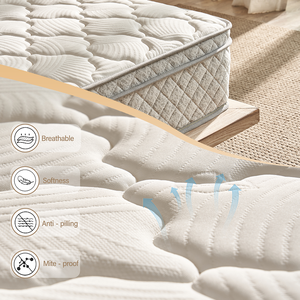 Queen Size 12-Inch Hybrid <b>Mattress</b> in a Box with Memory Foam and Pocket <b>Spring</b> for Pressure Relief Modern Bedroom Design - Product Image 2