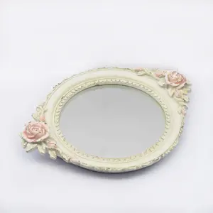 Plateau miroir usb argenté avec miroir or Rose, décoration verticale sur table, petite taille