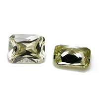 ST Gems Bijoux en Zircon Cubique Rectangulaire de Couleur Olive Créé en Laboratoire avec Effet de Jeu de Couleurs/Feu