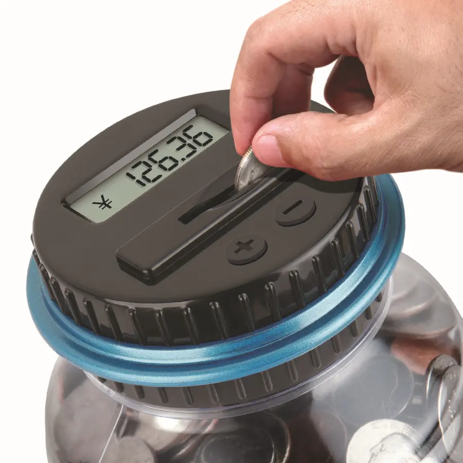 Custom plastic digital coin piggy bank,OEM plastic piggy bank with coin counter,bank digital coin counting money jar