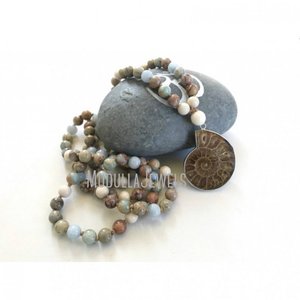 MN42537 — collier Mala opale africaine, perles nouées à la main, 108 - Product Image 4