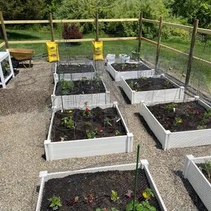 Letto da giardino rialzato in vinile rettangolare in plastica bianca all'ingrosso all'aperto