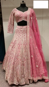 Lehenga choli สุทธิของผู้หญิงที่มีสไตล์สำหรับงานแต่งงานงานปาร์ตี้แบบดั้งเดิม - Product Image 2