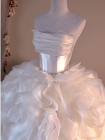 Robes de mariée LY-WD1402, corsets de mariée, robes de bal en tulle, robes bouffantes avec de grandes fleurs roses, robe de mariée pour les mariées, style unique