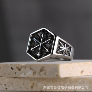 คิวปิด แอร์โรว์แหวนแฟชั่นเหล็กไทเทเนียมดีไซน์ทรงเรขาคณิตสำหรับของขวัญคู่รัก SA1042 - Product Image 4