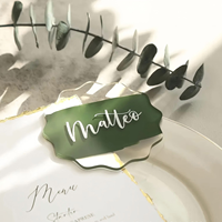 Marque-places personnalisés en acrylique avec impression UV, découpés en forme de vague, pour mariage, nommes de table, organisation des places de fête