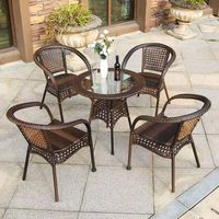 Chaise de jardin avec accoudoirs et dossier en rotin, ensemble table et chaises, mobilier de jardin - Vente chaude