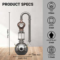Distillateur d'huiles essentielles domestique 8L 15L en acier inoxydable et cuivre pur, purificateur d'huiles essentielles, machine à whisky et brandy