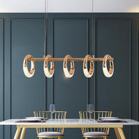 Lustre suspendu hôtelier Nordic Gold, décoration luxueuse, lampe de restaurant à 5 anneaux, lustre de villa, lustre d'intérieur