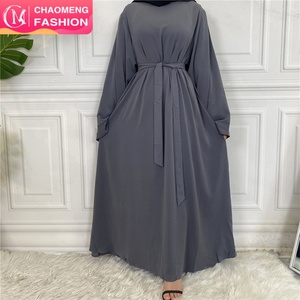 6394# Top Selling Amazing Quality Nida Abaya With Wide Flare Sleeves UK Closed Abaya Modesty Dress With Matching Belt - Product Image 1