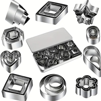 Ensemble de 30 emporte-pièces miniatures en acier inoxydable pour fondant et biscuits, emporte-pièces à pression pour biscuits et légumes, outils de pâtisserie à motifs géométriques