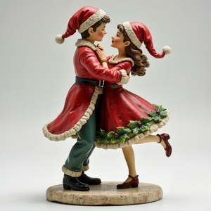 2026 nueva pareja de Navidad estatua de baile fabricante de artesanías de resina al por mayor adornos de resina personalizados regalos del Festival - Product Image 3