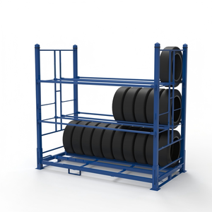 Rayonnage de stockage de pneus pliables empilables en acier doux Q235, <span class=keywords><strong>d</strong></span>émontable, pour transport lourd - Product Image 2