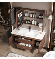 Meuble-lavabo mural de salle de bain moderne en bois massif de luxe