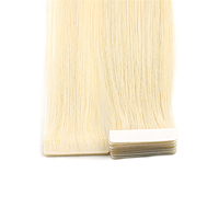 K.S WIGS Extensions à bandes adhésives sans couture de luxe, populaires, à double tirage, invisibles, blondes, lisses, en cheveux chinois vierges avec cuticules intactes, 100%