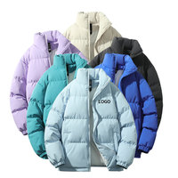 Veste bouffante à fermeture éclair avec logo personnalisé OEM pour hommes grande taille épaisse hiver col montant conception de bulles tissu tissé Streetwear