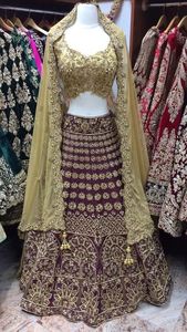 ATIYA LIBAS indien/pakistanais mariée traditionnelle Lehenga Choli robe lourde Zardozi broderie Trail acétate matériel pour mariage - Product Image 2