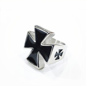 316L Stainless Steel <b>Biker</b> Cross Jewelry Black Enamel Silver Color Big Cross Men's Stainless Steel Jewelry <b>Biker</b> <b>Ring</b> - Product Image 4