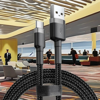 Kabel pengisi daya cepat, produk elektronik USB tipe-c, anyaman nilon 2M langsung dari pabrik