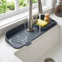 Tapis anti-éclaboussures en silicone personnalisé pour robinet avec support éponge surélevé, drain et organisateur d'évier de cuisine, protection imperméable pour comptoir