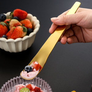 Cuchara de acero inoxidable 304, cuchara para postre con parte superior plana, cuchara para helado, cuchara para revolver, cuchara para pastel con parte superior cuadrada - Product Image 1