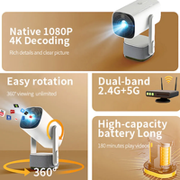 Mini Projecteur Portable K2 à Batterie Rechargeable, Android 11.0, Auto Focus, 5200 mAh, Full HD 1080P 4K, Beamer pour Extérieur