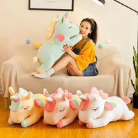 Peluche Licorne Transfrontalière en Velours, Cadeau pour Filles, Coussin de Sommeil Animal à Câliner, Rembourrage en Coton pour Enfants