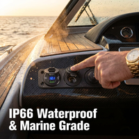Prise de courant étanche 3 trous pré-câblée de qualité marine avec chargeur USB à charge rapide QC3.0 12V/24V pour VR, bateau, camion, camping-car, SUV