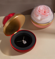 Kotak Bunga Romantis Hari Valentine dengan Cincin Sabun Magnetik Bulat, Kalung, Anting, Perhiasan, Cocok untuk Pernikahan